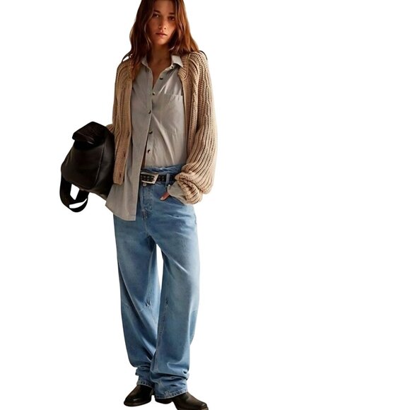 Free People We The Free Crossroads Mid Rise Slim Straight Barrel Jeans Size 30 - Picture 8 of 16